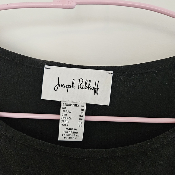 Joseph Ribkoff Black Tunic with White Abstract Hem - Picture 3 of 3